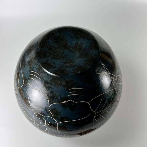 Vtg Nicaragua Vase Clay Pottery Folk Art Carved Incised Hummingbird Flower 6" - Picture 6 of 10